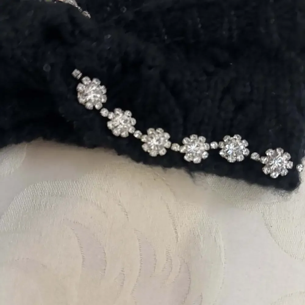 Betsey Johnson Headband Winter Bandana Cream Ice Princess Knit Bling Bling O/S‎